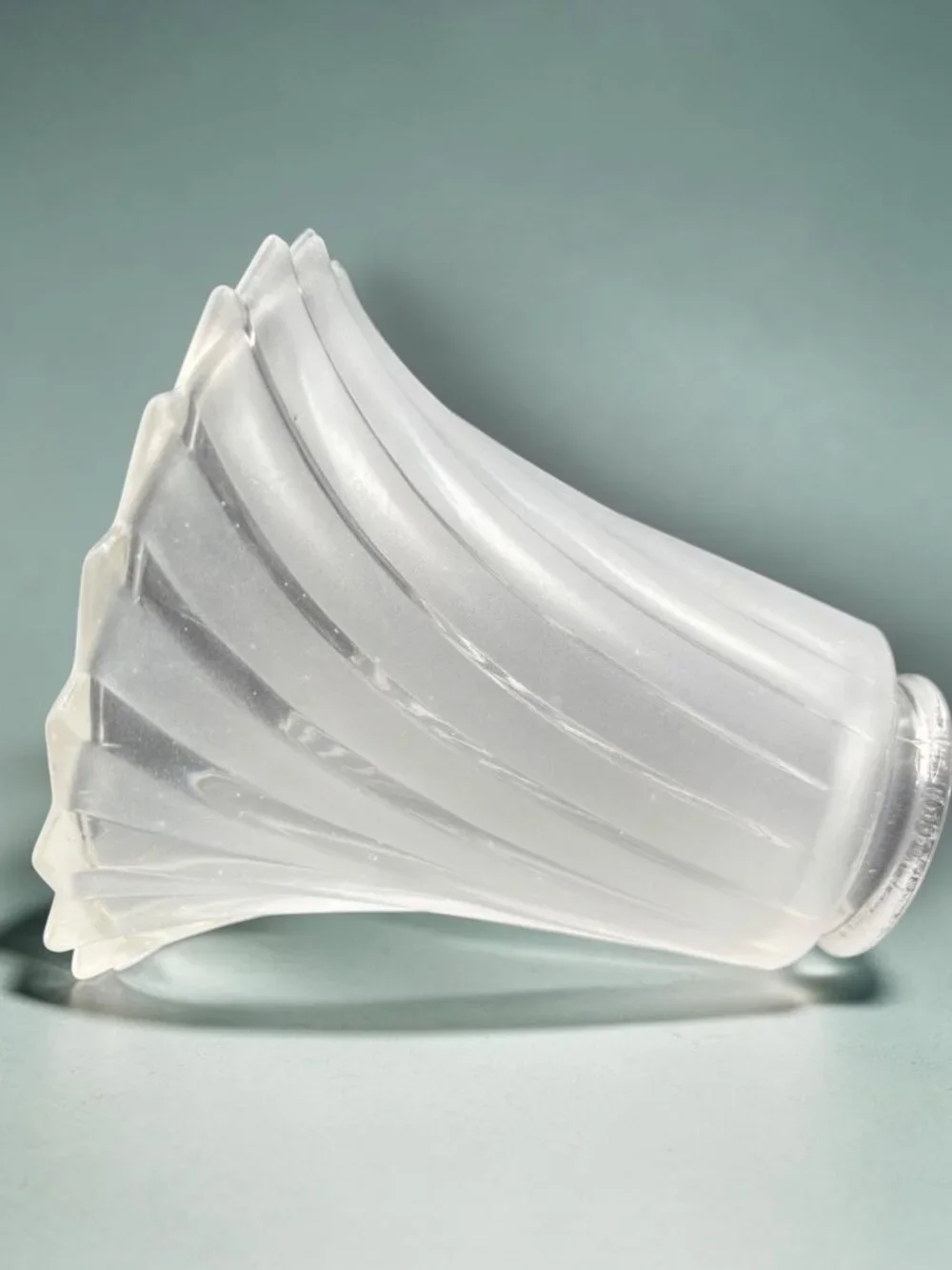 Vintage Frosted Glass Lamp Shade With Swirl Design And Flared Edges Art Deco Sty
